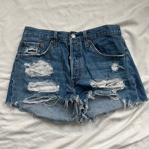 Levi’s distressed denim jean shorts